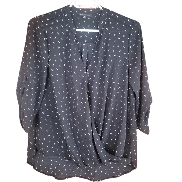 Staccato Black with White Bird Print Blouse S - Picture 3 of 8